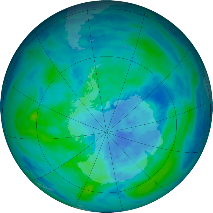 Antarctic ozone map for 30 March 2003
